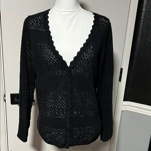 Frye Women's Black Scalloped Cardigan